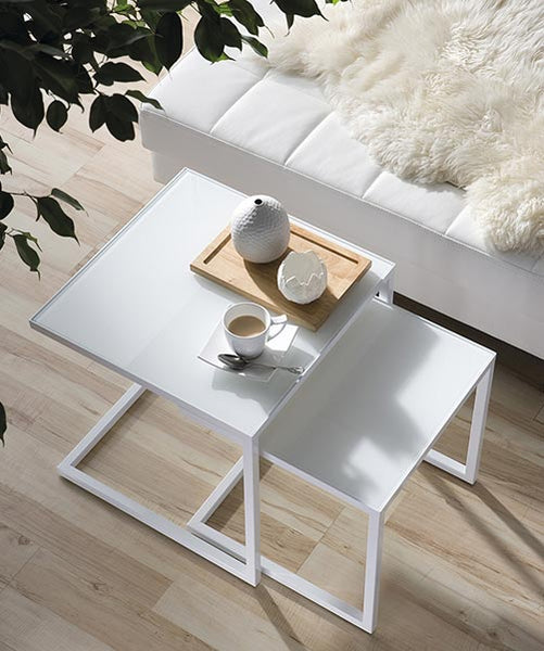 Mesa de centro salón moderna mesita decorativa madera blanca mueble auxiliar