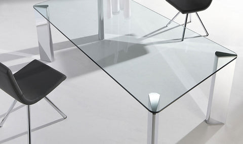Mesa Comedor Fija o Extensible modelo GLASS0009 con pata cromada