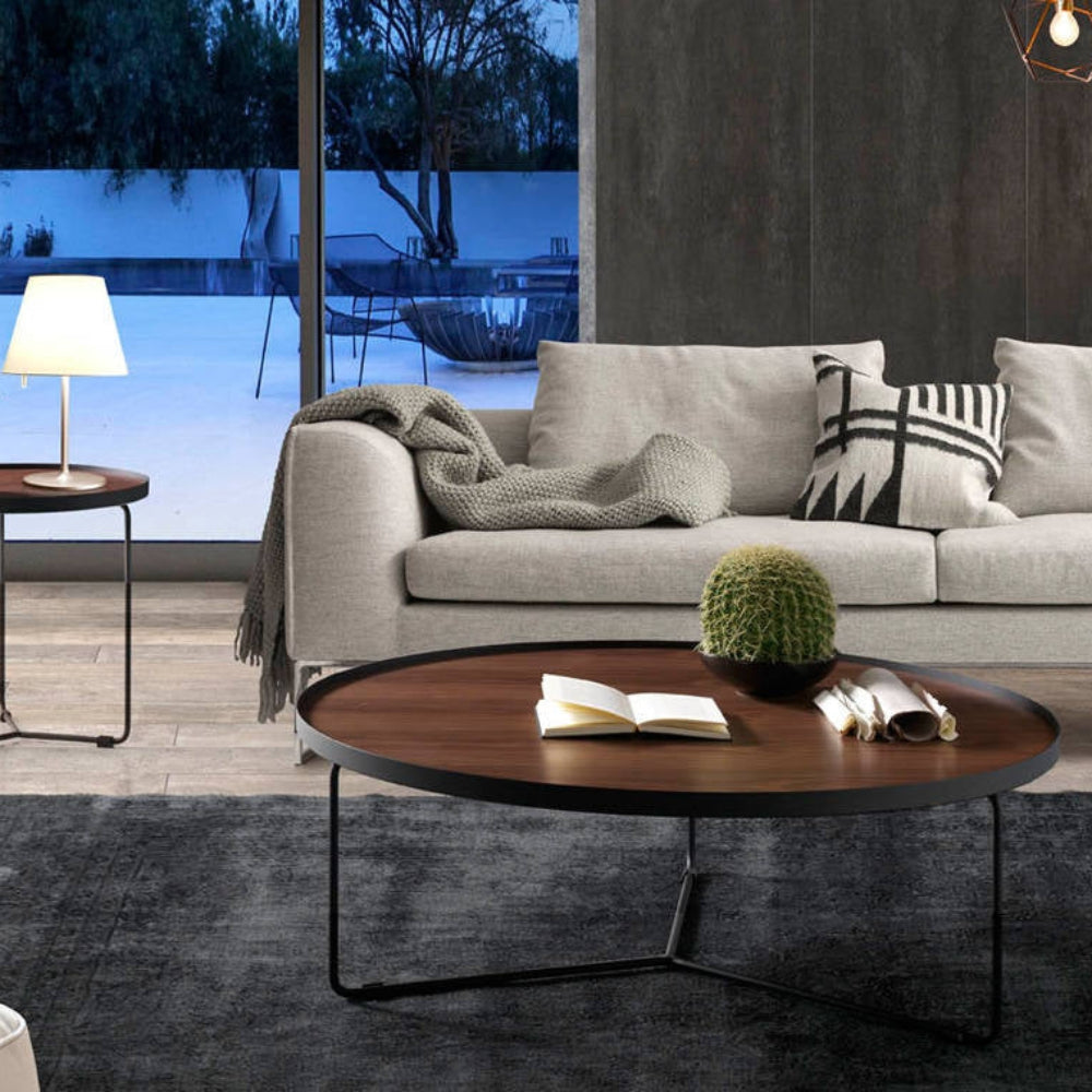 Mesa centro Metal con Tapa Nogal Colección Elegance