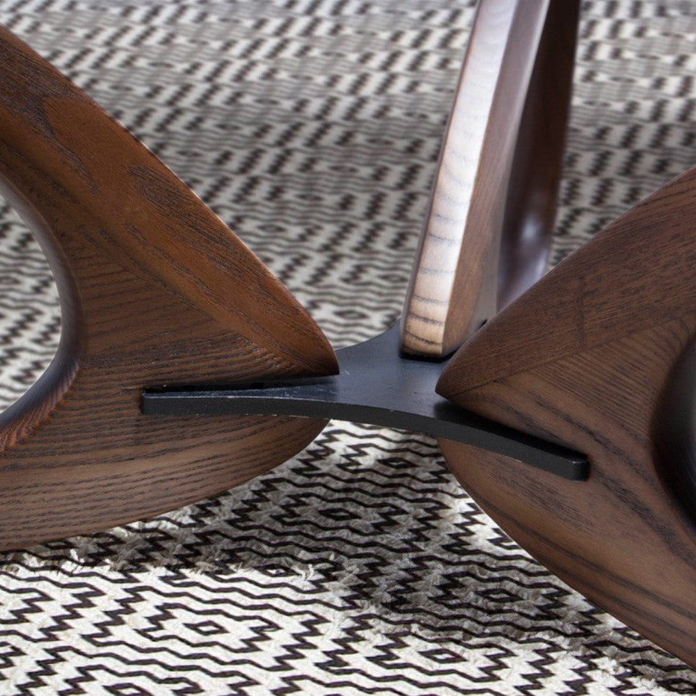 Mesa Centro Madera Maciza Tapa Cristal Colección Elegance