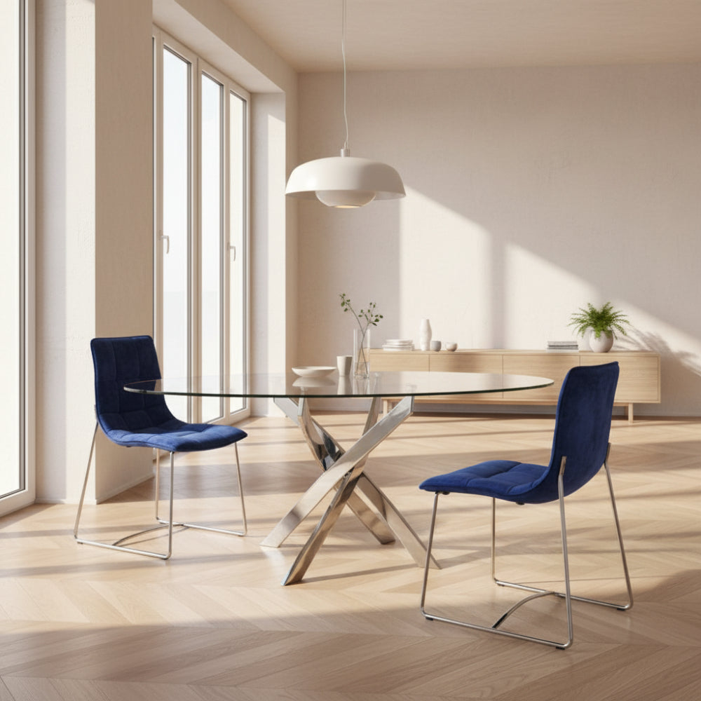 Mesa de comedor con base de acero inoxidable modelo ELEF2133 Sidivani, vista 3