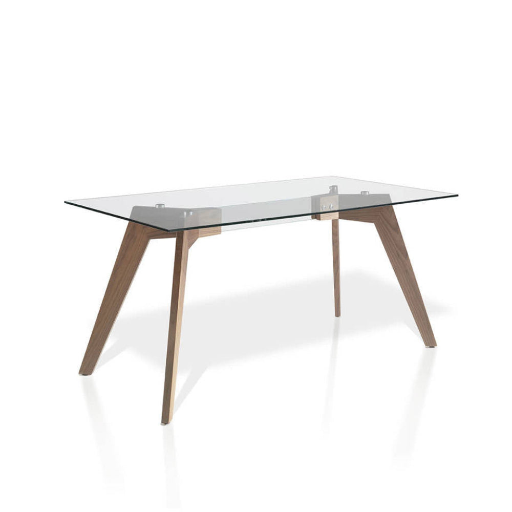 Mesa de comedor con patas de madera chapadas en nogal modelo ELEW1008DT Sidivani