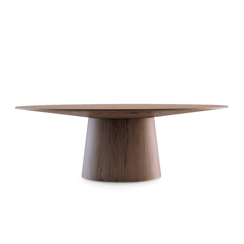 Mesa de comedor ovalada de madera chapada en nogal modelo ELELE015-NOGAL Sidivani