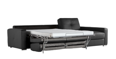 Chaiselongue con cama modelo SPASSIO en piel Negra