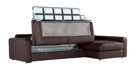Chaiselongue con cama modelo SPASSIO en piel Moka