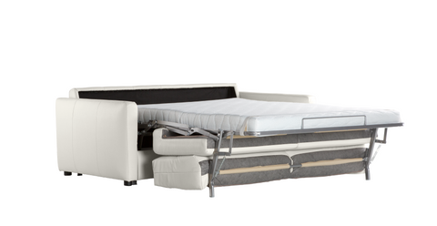 Sofá cama de diseño modelo FAIRMONT en piel color Nata