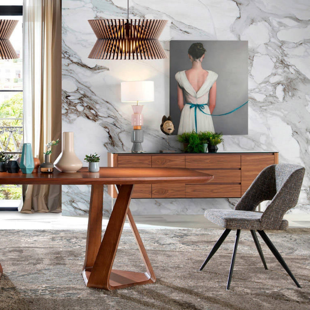 Silla comedor colección Elegance Acero Negro y Piel o Tela