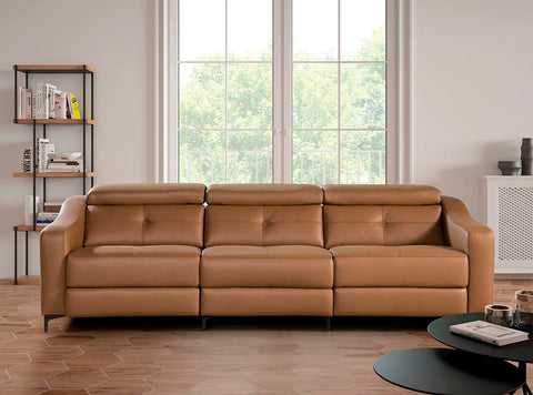 Sofá de piel modelo KENYA de 3 asientos relax motorizados