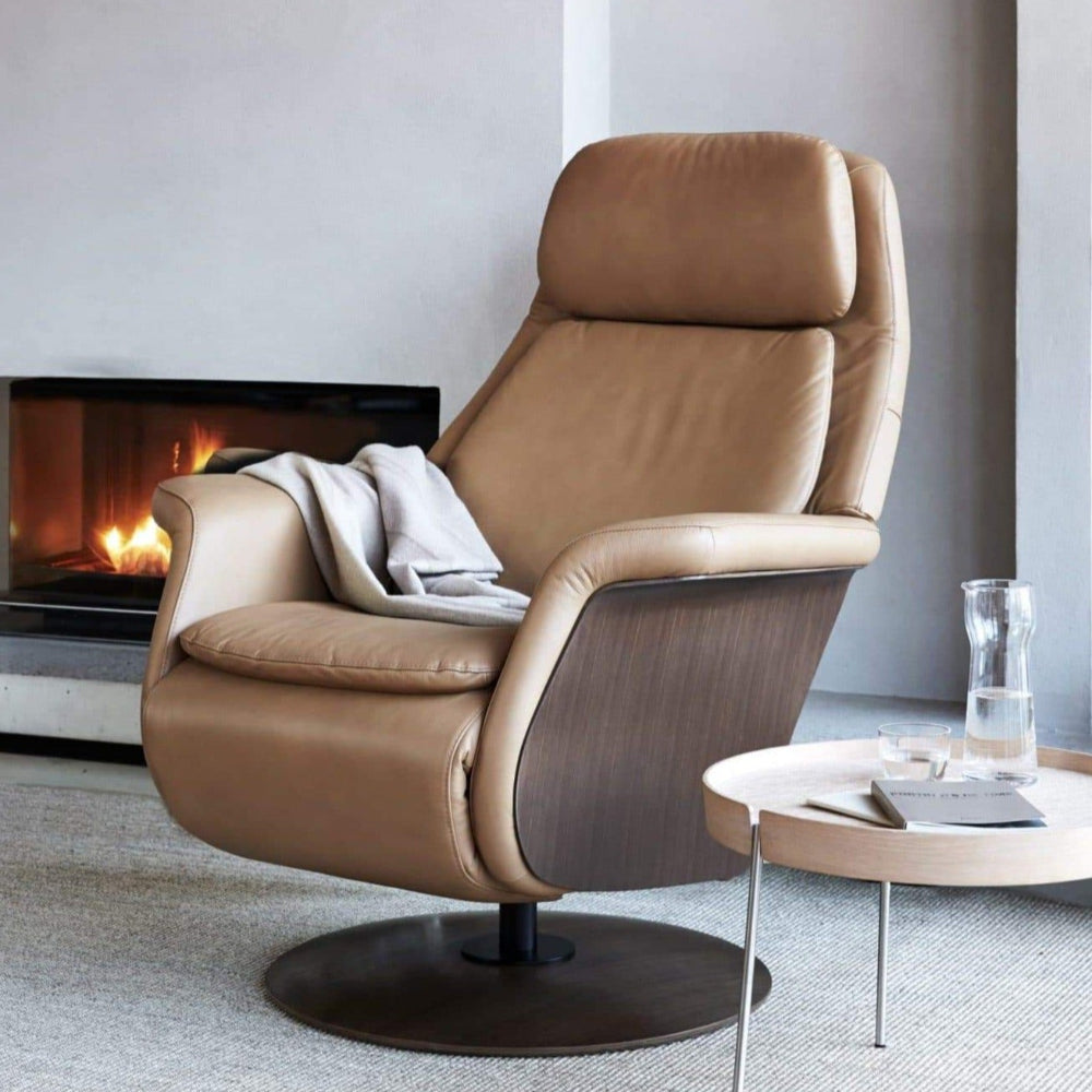 Sillon Stressless SAM piel PALOMA Almond madera Walnut