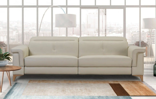 sofa relax de piel color beige pata alta