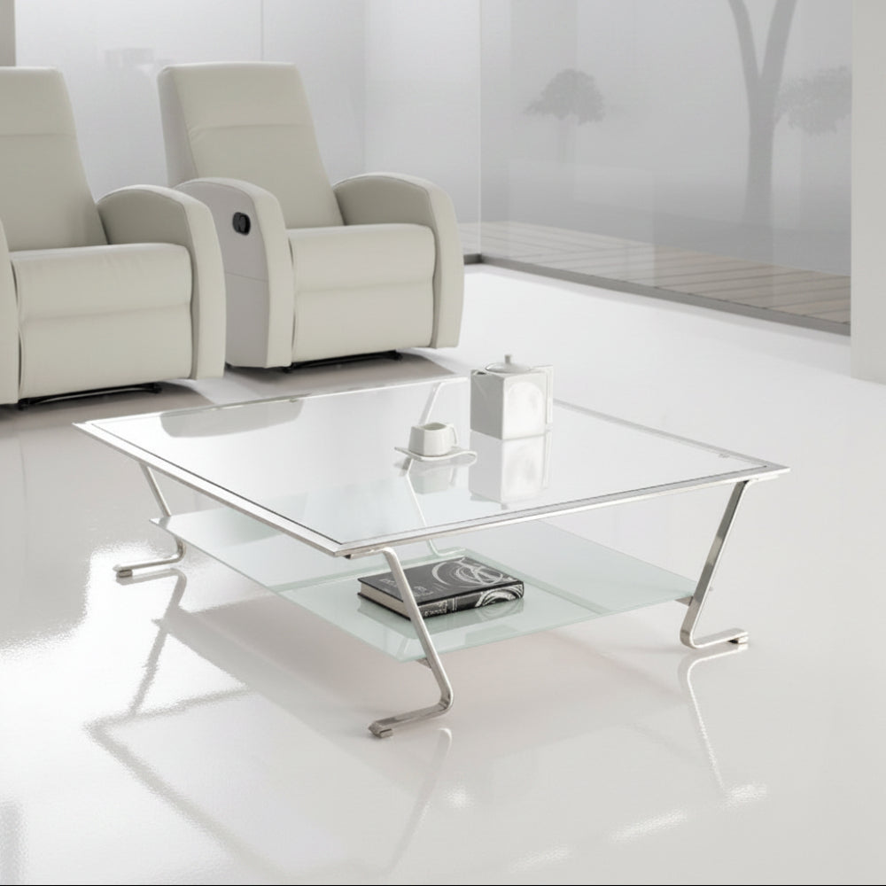 Mesa de centro modelo Picasso con base cristal transparente